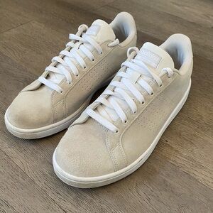 SOLD: Adidas Beige Suede Cloudfoam Advantage Sneakers